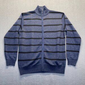 True Rock Sweater Mens Sz XXL Blue Striped Knit Pullover 1/4 Zip Classic‎ Casual